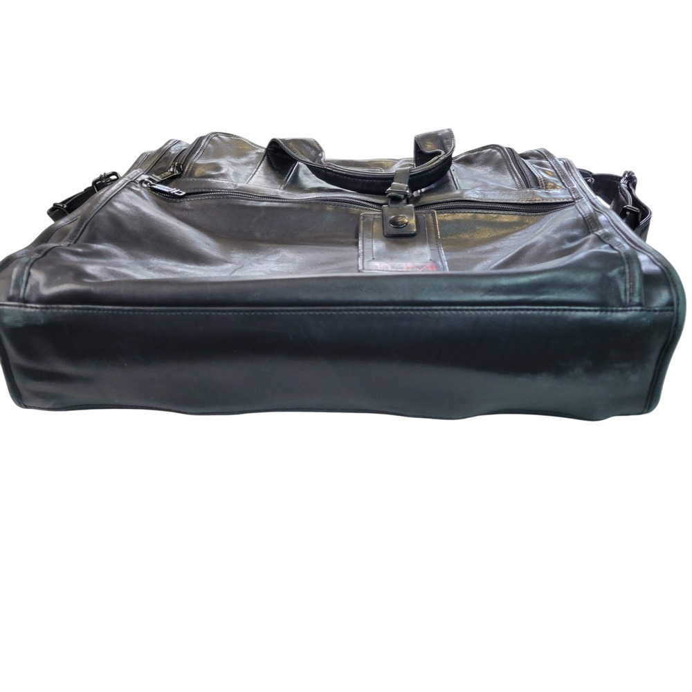 Tumi Black Leather Laptop Bag Briefcase Travel Bag 17x14 - Picture 3 of 14